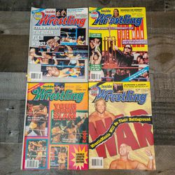 Lot of 4 Vintage Wrestling Magazine Inside Wrestling Sid Vicious Hogan Bret Hart