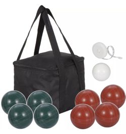 Portable Bocce Balls Set with 8 Balls Pallino Case Play in Garden Outside