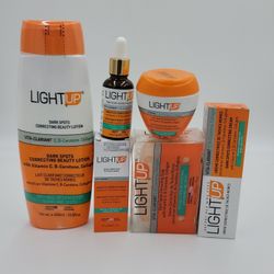LIGHT UP DARK SPOT CORRECTING WHITENING BEAUTY BODY LOTION+SERUM+FACE CREAM+SOAP+ TUBE 
