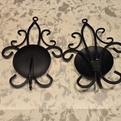 Wrought iron wall sconce candle holder