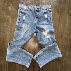 Jordache Washed Denim Jeans Size 12 Girlfriend Ripped Distressed