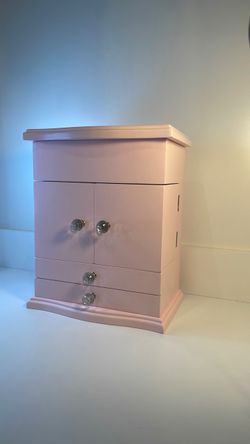 Pottery Barn Kids Pink Jewelry Armoire with Crystal Knobs