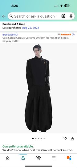 Gojo Satoru Cosplay Costume Uniform for Men High School Cosplay Outfit Size M