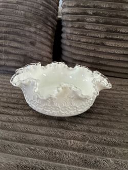 White vintage bowl and crystal dish