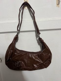 Brown Faux Leather Shoulder Hobo Bag