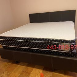 Queen Mattress Come With Bed 🛏️ Frame And Free Box Spring - Free Delivery 🚚 Today To Reasonable Distance 