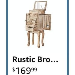 New Emfogo Standing Jewelry Armoire, 7 Drawers & 2 Side Doors Jewelry Amoire Cabinet Standing with Top Flip Makeup Mirror, Jewelry Chest Jewelry Boxes