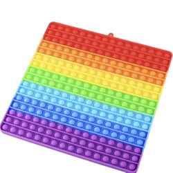 5-5 Large Size Pop Sensory Fidget Toys, Push Bubble Fidget Sensory Toys, 12 Inch, 256 Bubbles Jumbo Silicone Pressure Relieving Toys, Rainbow Color