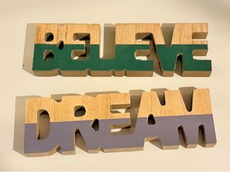 Christmas in July! Hallmark “Believe “ and “Dream” Wood Cut-out Signs