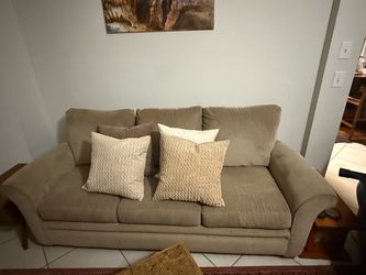 Beige Microfiber 3-Seat Sofa