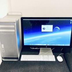 Apple Mac Pro Tower 5,1 Mid 2010 A1289 16GB 121GB Flash + 3TB Quad-Core (4 Cores) 2.8GHz With 27in. Apple Cinema Display Monitor & Apple Wired Keyboar