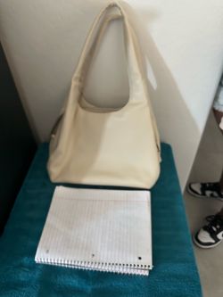 Cream colored leather shoulder bag/hobo bag