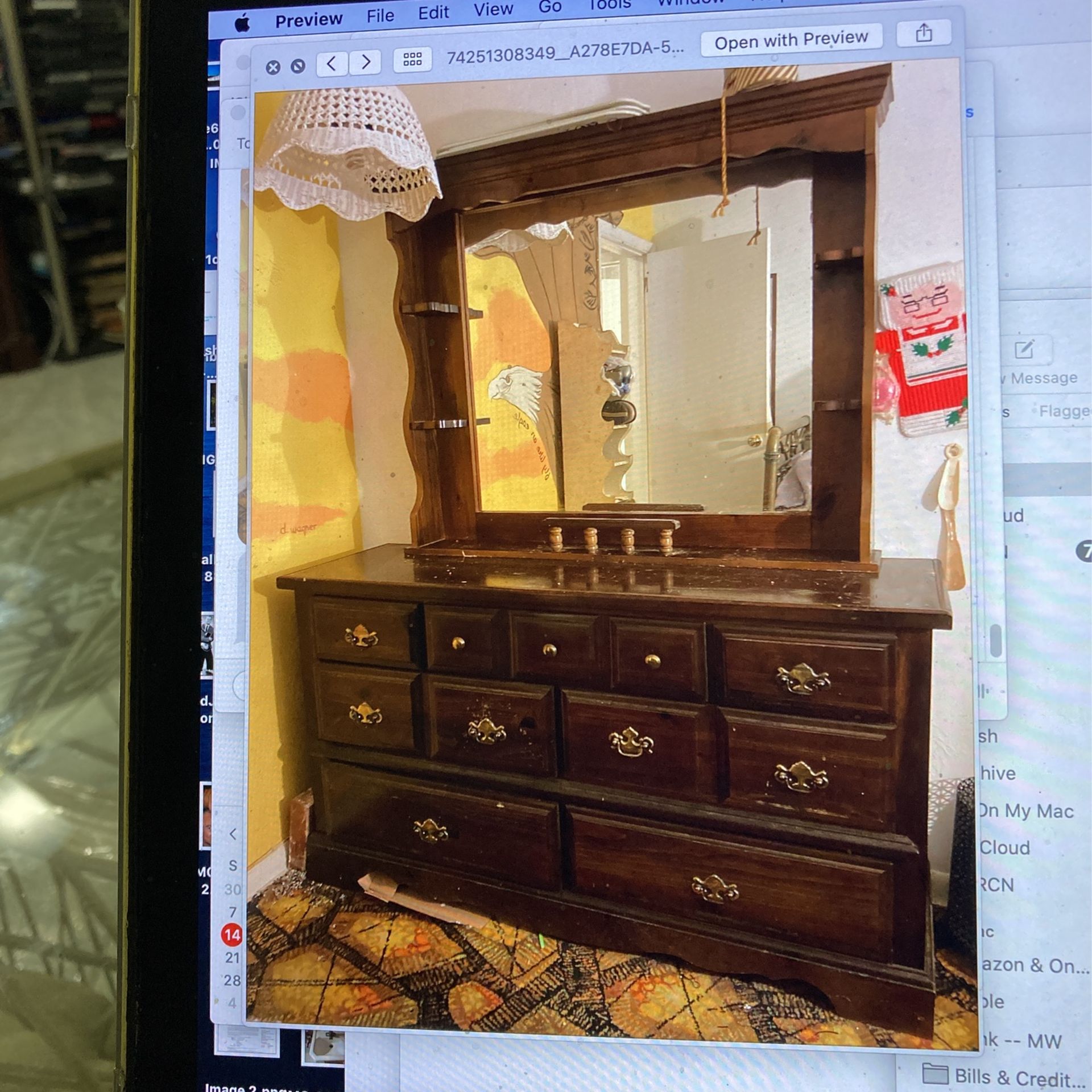 Dark Wood Dresser & Mirror