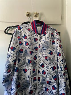 Champion 100th Anniversary All-Over Print Satin Baseball Jacket