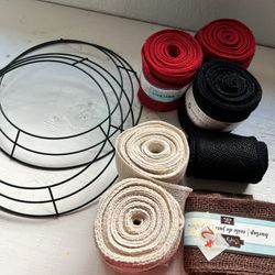 2 Wreath Wires And 8 Rolls Of Burlap