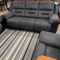 ‼️ Earhart Slate Reclining Living Room Set (Sofa &Loveseat)