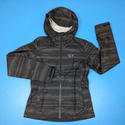 Mountain Hardwear Women’s Black Grey Rain Jacket Dry Q Evap Full Zip Hooded Small