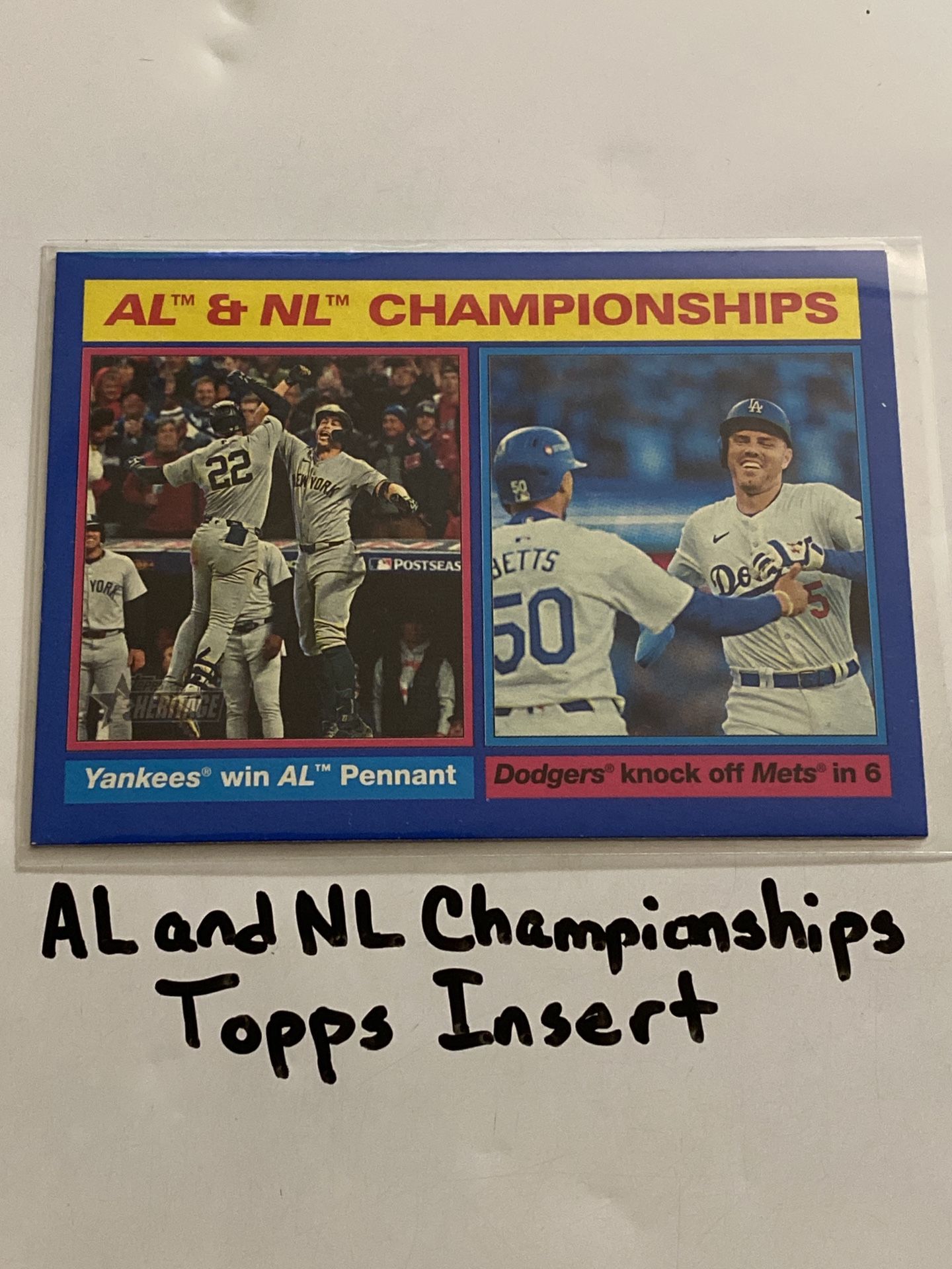 AL & NL Championships Topps Short Print Insert Card. 