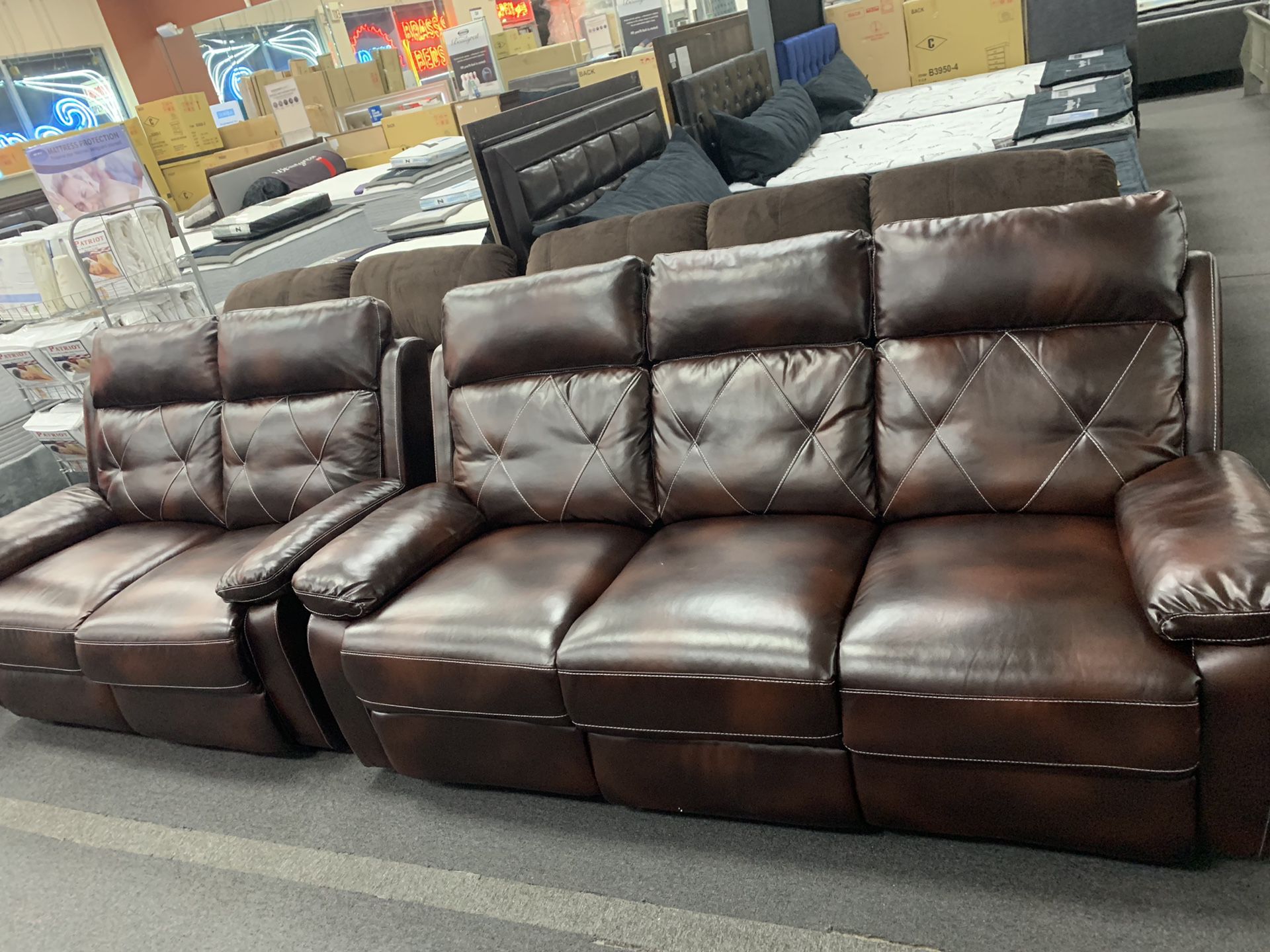 New Leather sofa & love seat recliner
