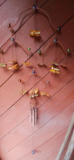 Copper & Enamel  Butterfly Windchime