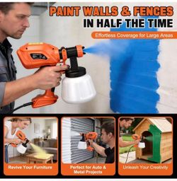 800W HVLP Spray Paint Gun with 4 Nozzles and 3 Patterns, Electric Spray 1200ml Container Easy to Clean