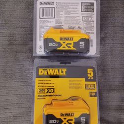 Two New Dewalt 20V 5ah XR Batteries 