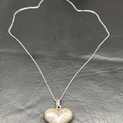 Hollow  Vintage Antique Sterling Silver Heart Pendant 