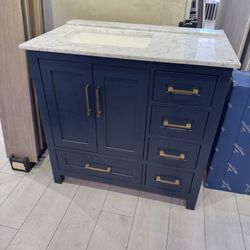 Navy Blue Vanity With Top 36x22”
