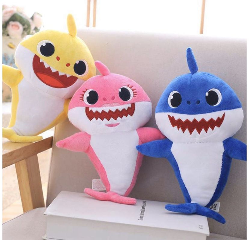 Baby Shark Plush Singing LED Light Plush Toys Music Doll English Song Toy Gift, Whole set