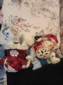 Muñecos de nieve ceramica