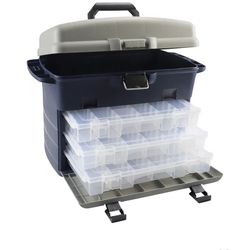 Large Tackle Box Organizers and Storage Big Fishing Tackle Box with Drawers Saltwater Catfish Fishing Tool Box 14.5 × 9.5 x 12.2inch (Light Blue)