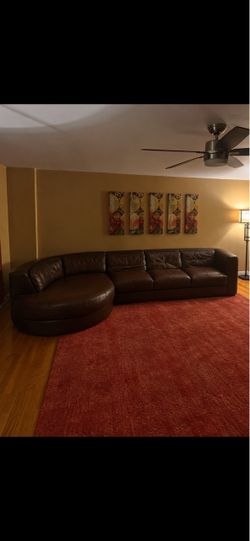 Dark Brown Leather Sectional Sofa