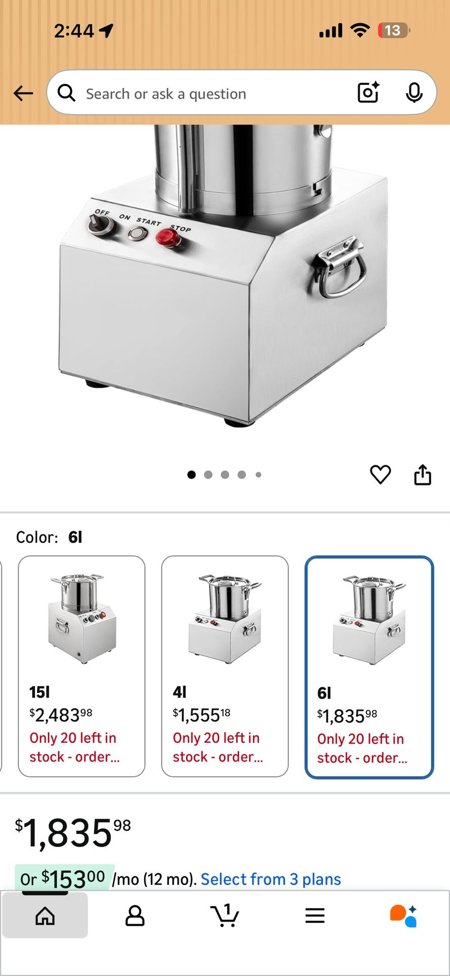 Food Processor Grinder, Commercial Grade