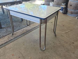 Charming antique metal topped dining table
