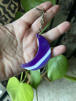 Agate Moon Keychain 