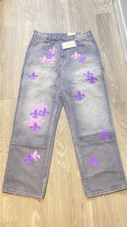 Mens Baggy Embroidered Denim Pants