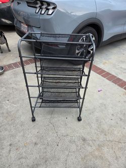 Rolling Metal Mesh Storage Rack – Multiple Shelves