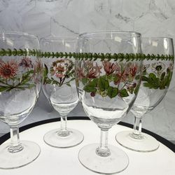 Set of (4) PORTMEIRION BOTANIC GARDEN ICED TEA GLASSES. 7" x 3" This iconic collection, designed by Susan Williams-Ellis, is known for its detailed bo