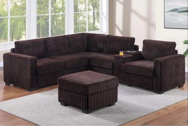 New Fur-like Corduroy Sectional.  104 x 34High.  Free Delivery!