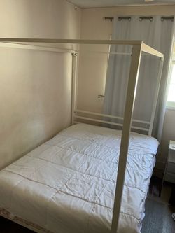 full size white canopy bed frame - mattress not included