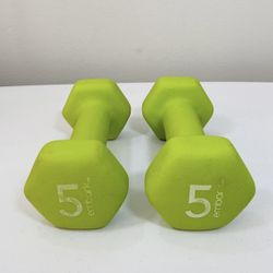 Embark Hex Neoprene 5 lb Pound Set of 2 Dumbbells Hand Weights, 10lbs Total