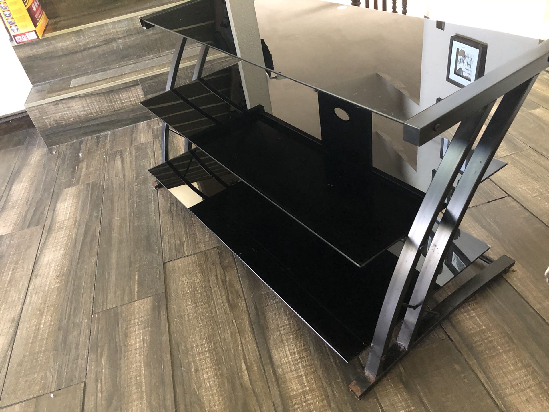 TV Stand - Black Glass and Metal