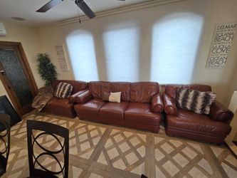 Gorgeous Italian Leather Living Room Set — Sofa, Loveseat & Chair
