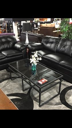 Bonded leather sofa and love seat