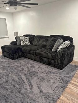 BLACK CORDUROY L Shape Sectional FOR SALE 🖤😍🖤