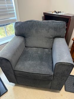 Dark Gray Upholstered Accent Chair and Love seat