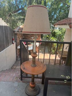 Antique Floor Lamp Side Table (Needs Work)