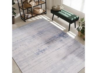 Pastoral White/Blue Woven Non-Slip Indoor Area Rug