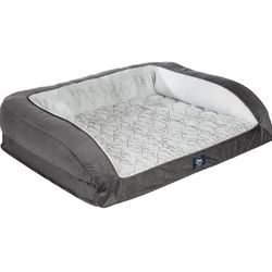 Serta Orthopedic Supportive Foam Quilted Couch Dog Bed with Soft Bolsters (Slate Gray) X-Large