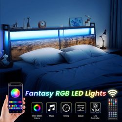YORKING LED Queen Size Headboard with 60,000 DIY Color of LED Light 